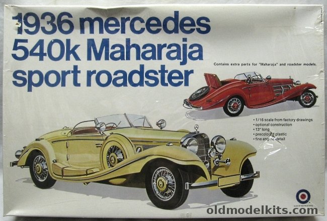 Entex 1/16 1936 Mercedes 540K Sport Roadster or Maharaja Version, 8501 plastic model kit